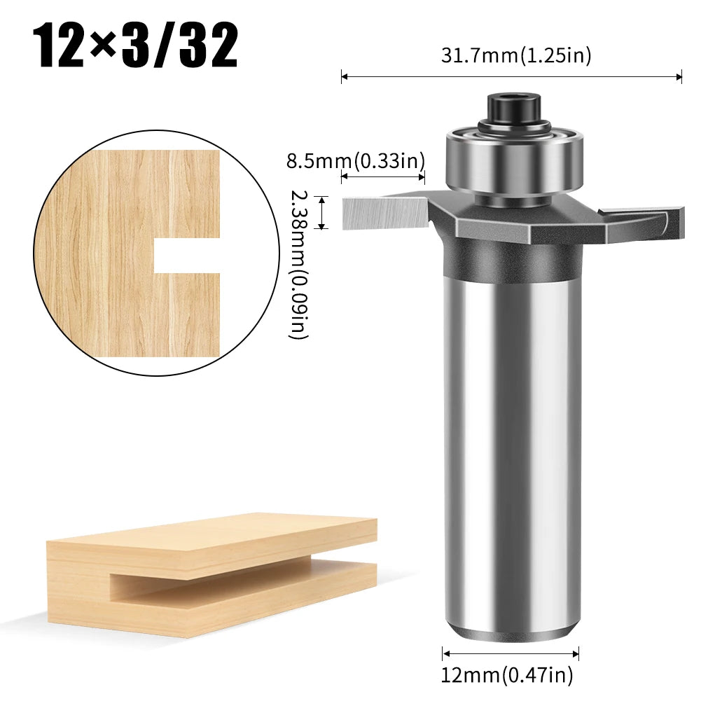 Doppel-rand T-förmiger Fräser mit 6mm und 12mm Schaft für Holzarbeiten