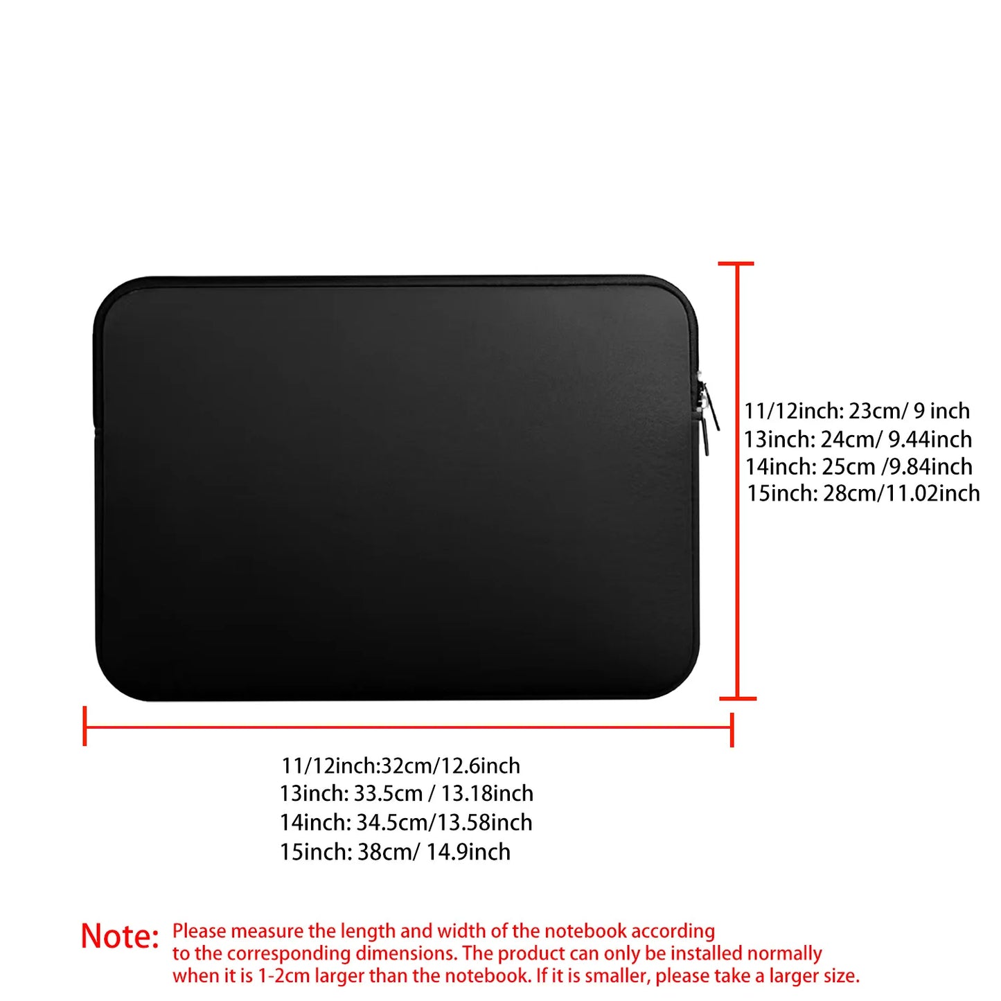 Tragbare Laptoptasche mit Reißverschluss für 11-15,6 Zoll Notebooks