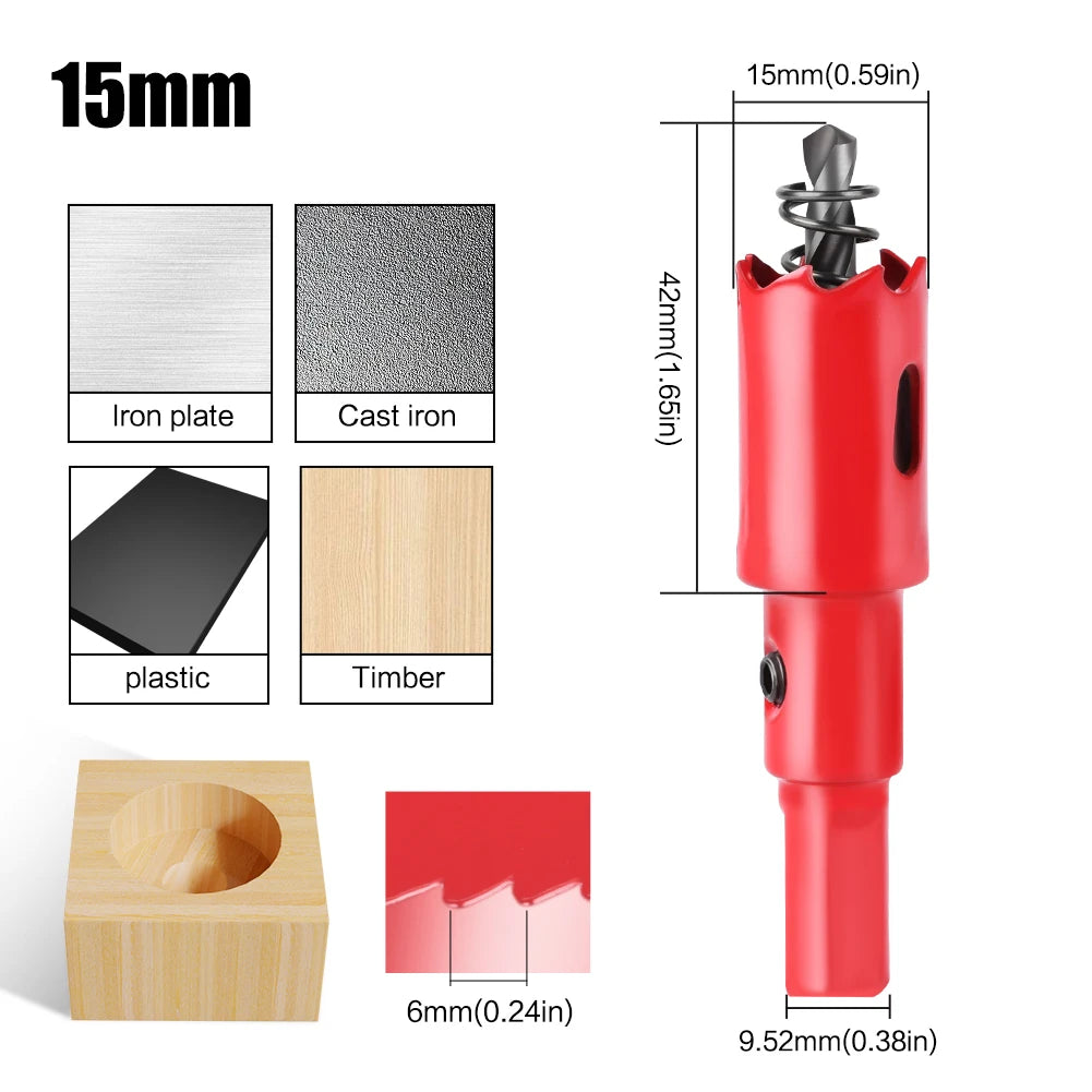 Vielseitige 15-200mm Lochsäge HSS M42 Bimetall für Metall Holz Kunststoff DIY