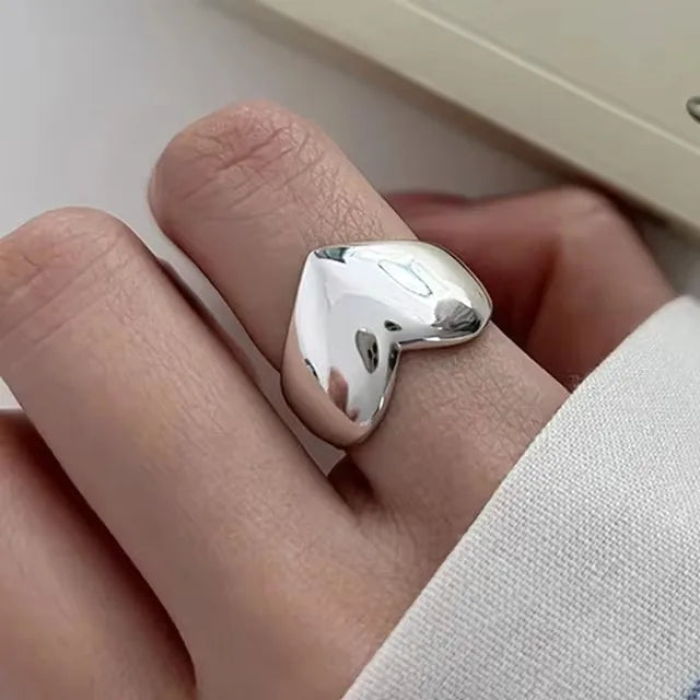 Verstellbarer Silberring mit hohlen Linien, stylischer Punk-Schmuck Unisex