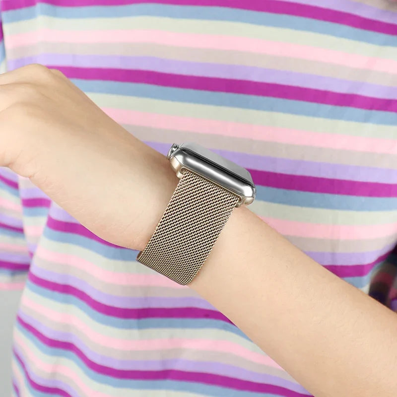Edelstahl Mesh-Metallarmband mit Magnetverschluss für Smartwatches 38-49 mm