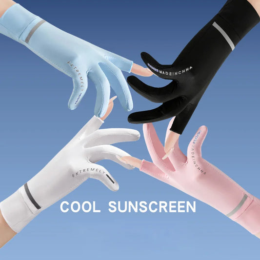 Sommerliche Eis-Seide Handschuhe mit Sonnenschutz – dünn, kühl - touchscreenfähig