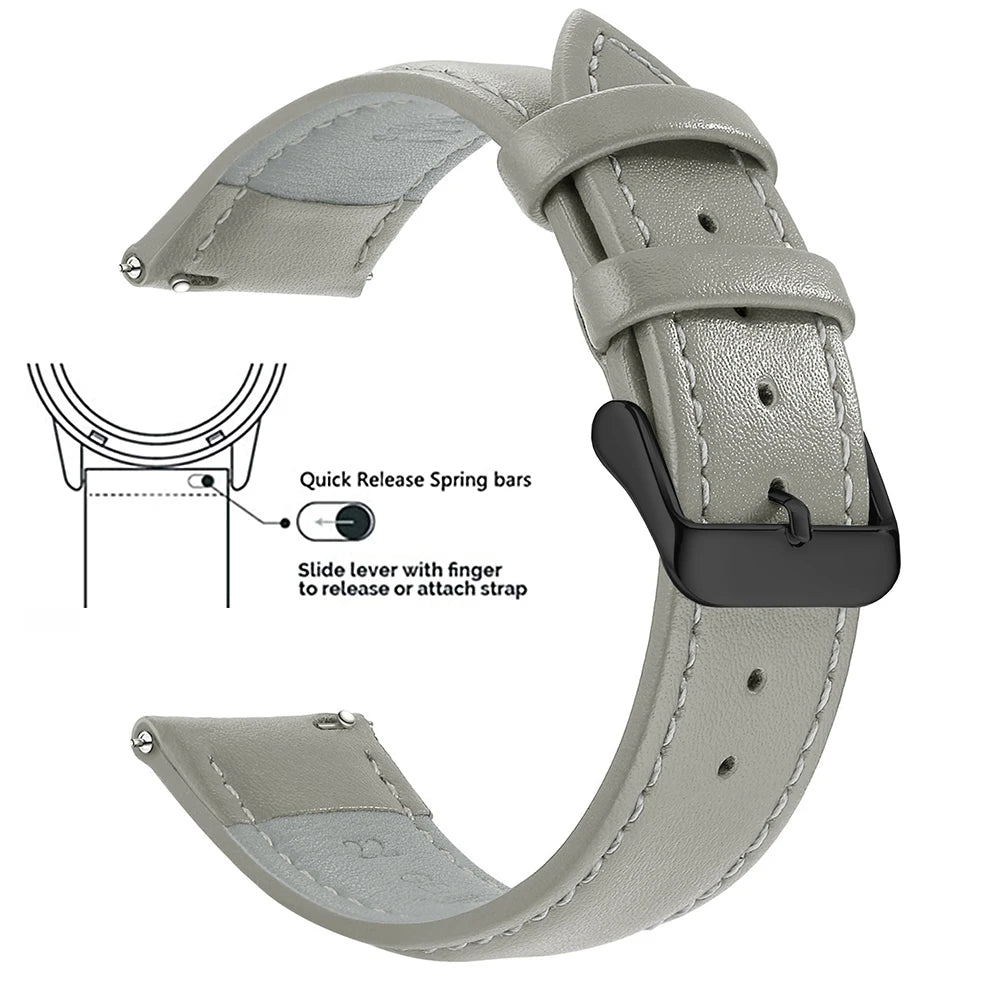 Echtleder Uhrenarmband Schnellverschluss 18/20/22mm für viele Smartwatches