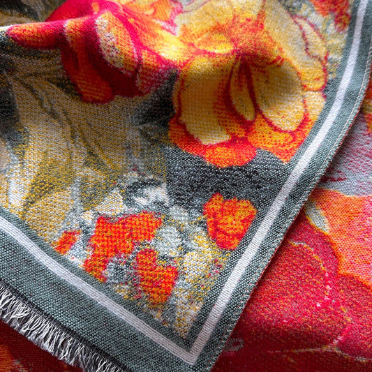 Luxus Warmer Kaschmir Poncho Schal für Damen mit floralem Jacquard