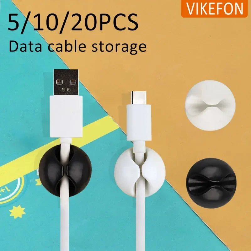 Silikon Kabelhalter rund 1cm | Mini Organizer für Desktop Kabelmanagement