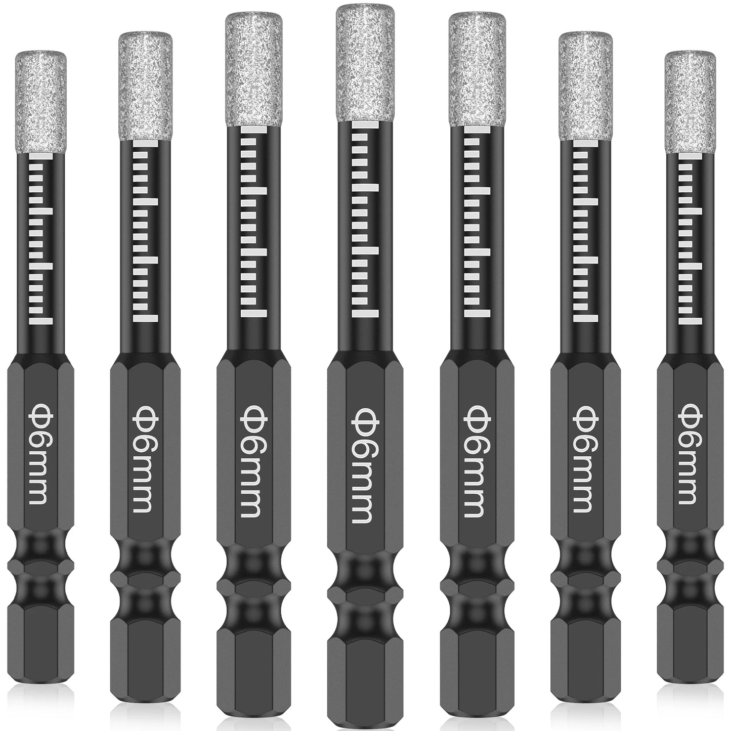 7-teiliges 6 mm Diamantbohrer Set trocken mit Schnellwechsel-Sechskantschaft