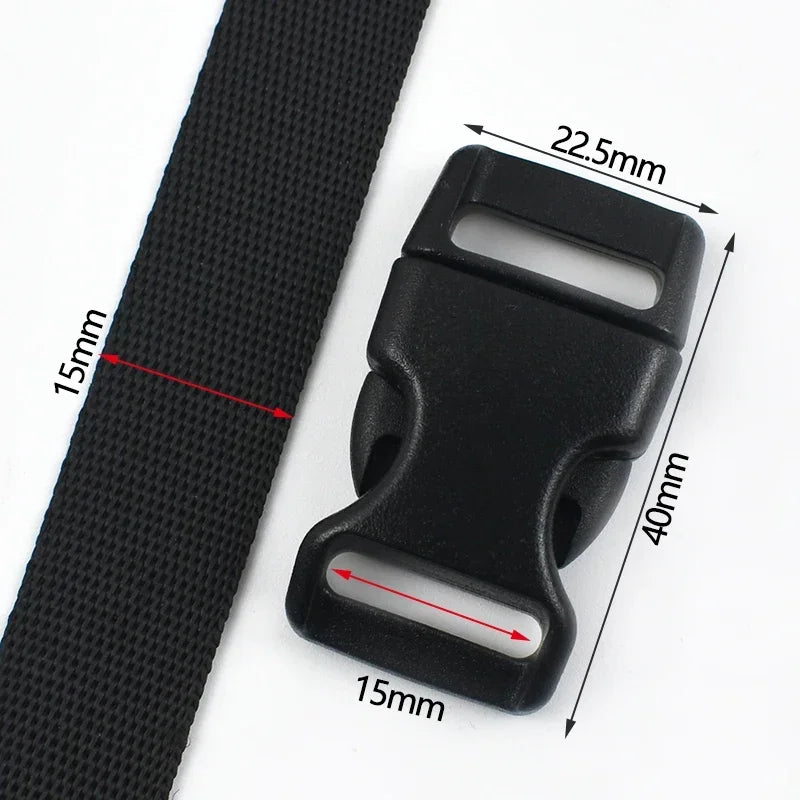 Vielseitige schwarze Schnellverschluss-Schnallen 10-25mm – robust - umweltfreundlich