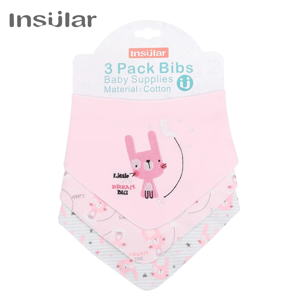 Sanfte Babypflege garantiert: 3er Set Baumwoll Bandana Lätzchen mit Tierprint