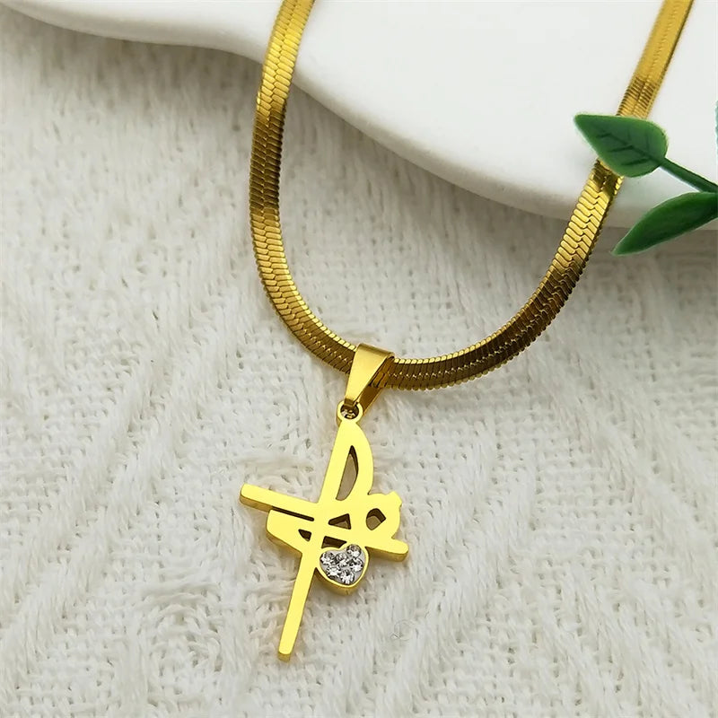 Klassische Kreuz Anhänger Halskette Edelstahl mit Strass Unisex Schmuck