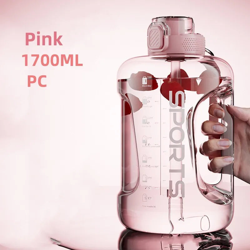 BPA-freie Fitness-Trinkflasche bis 3,8L – Robust, auslaufsicher, mit Strohhalm - Griff