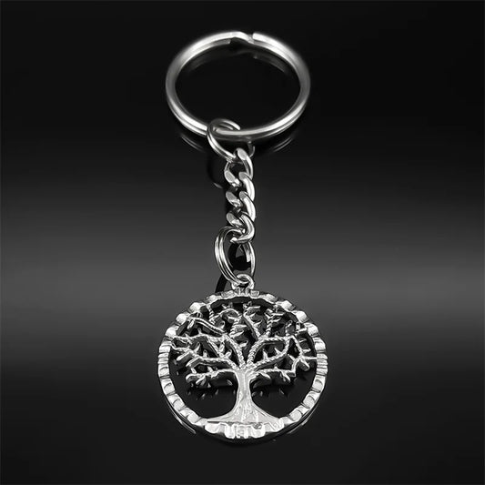 Baum des Lebens Schlüsselanhänger aus Edelstahl Silber Unisex Geschenk