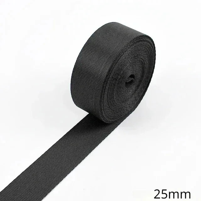 5M Schwarz Nylon Gurtband 10-100mm Rucksack Tasche Nähen DIY Projekte