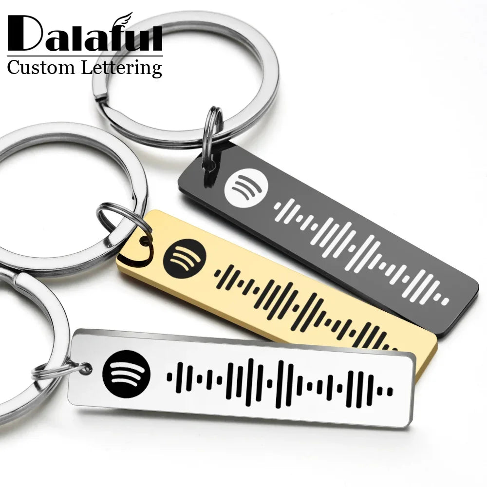 Personalisierter Spotify-Code Schlüsselanhänger gravierbar silber