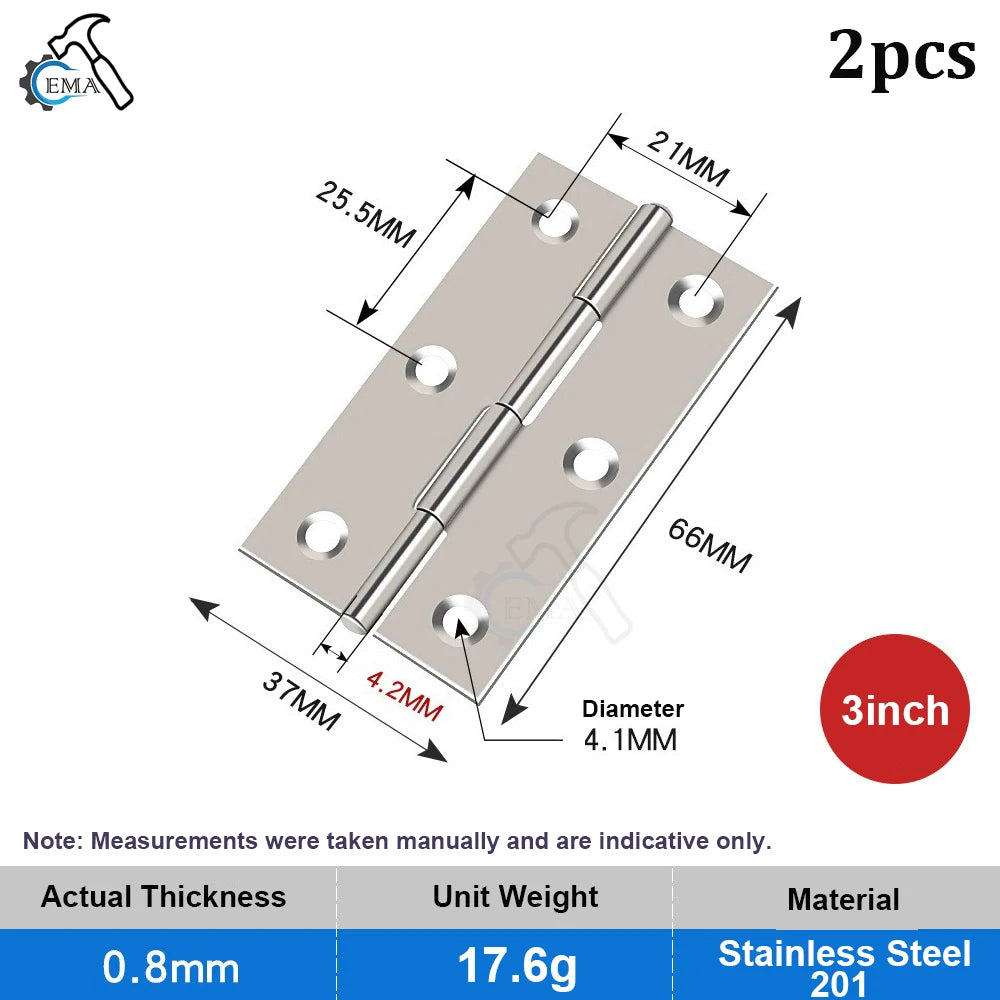 3 Zoll Edelstahl Türscharniere Flache Scharniere für Möbel und Fenster