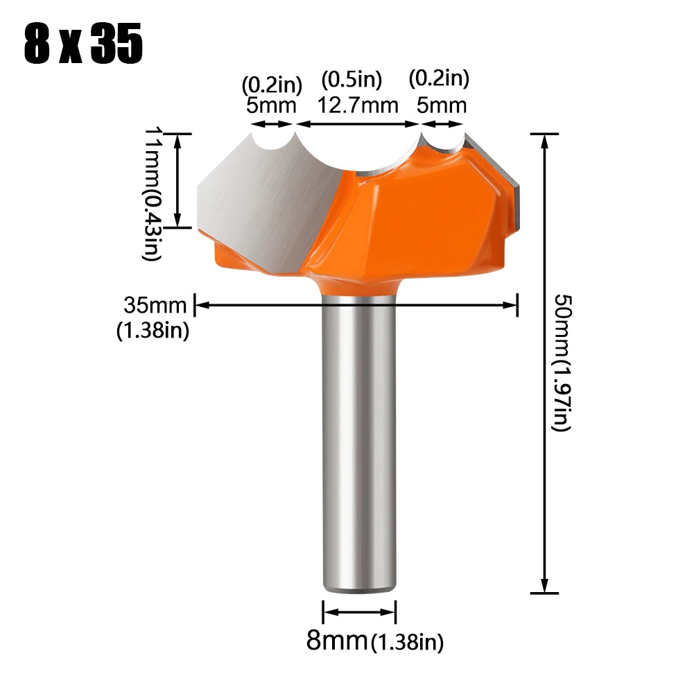 Doppelbogen-Kugelfräser mit 8 mm Schaft für präzise Holzbearbeitung