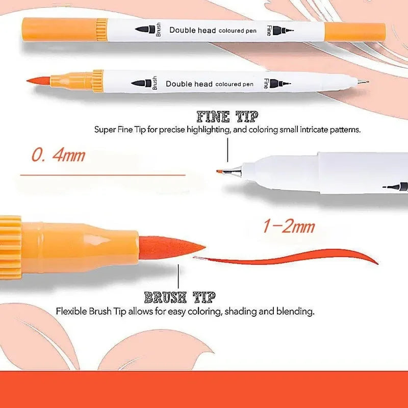 Doppelkopf Aquarell Marker Set bis 100 Farben für kreative Zeichnungen