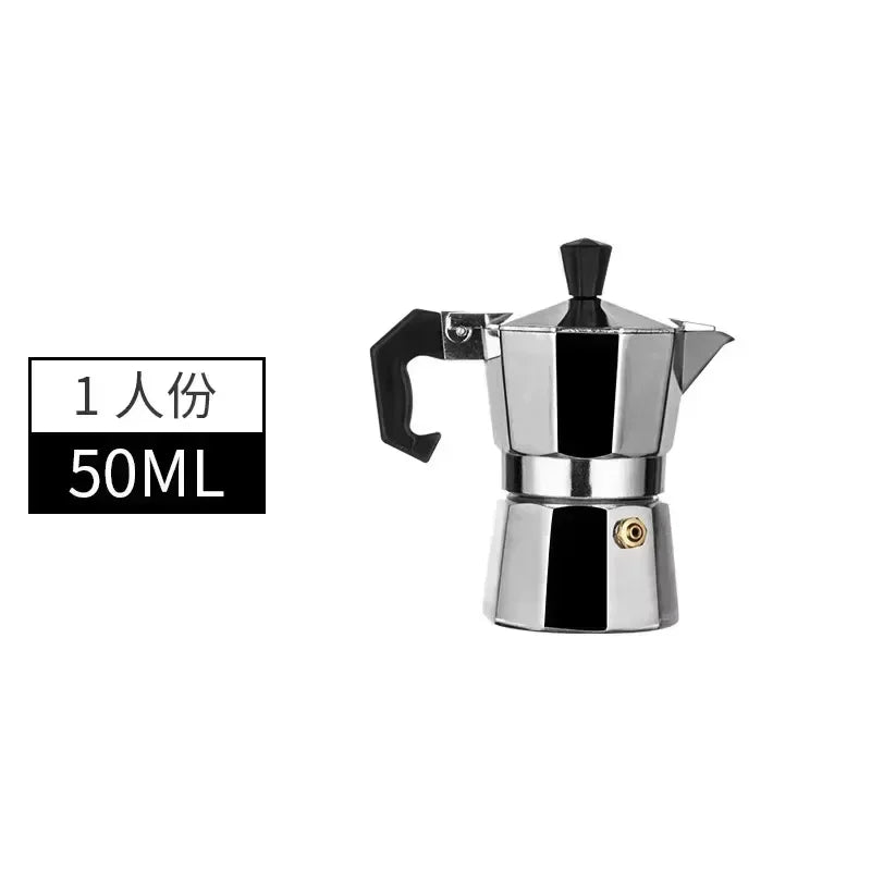 Italienischer Edelstahl Moka Pot – Induktionstauglich, 50-600 ml, Aromatisch