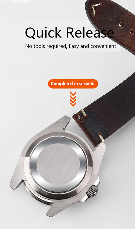 Wachs-Uhrenarmband aus echtem Leder mit Schnellverschluss in verschiedenen Größen