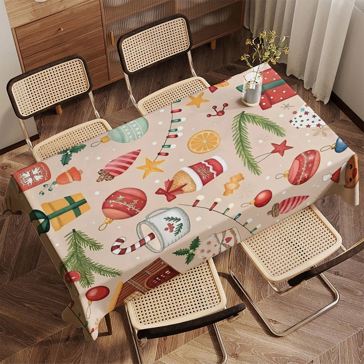 Festliche rechteckige Weihnachtstischdecke für Zuhause und Feiern