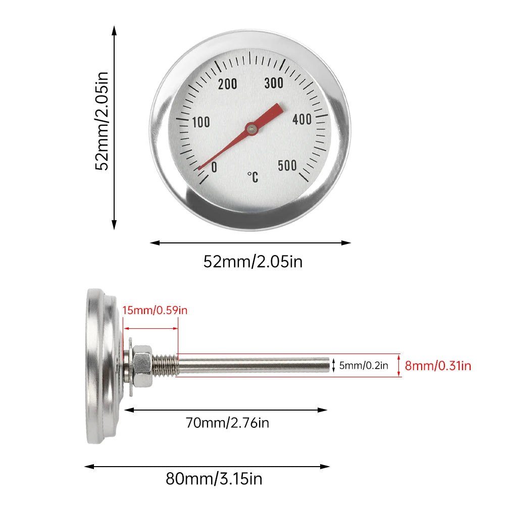 Edelstahl Ofenthermometer mit Sonde für Innen- und Außentemperatur
