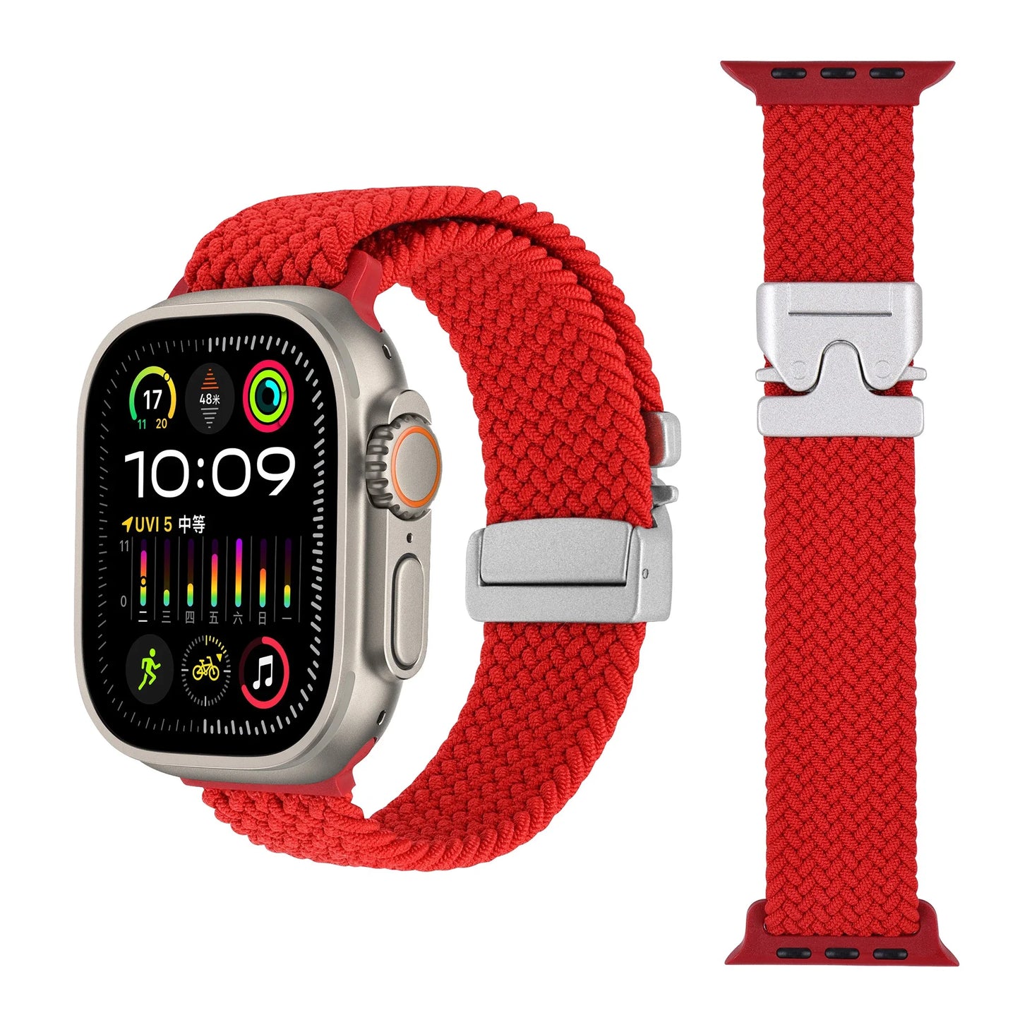 Geflochtenes Fallschirm-Nylonarmband mit Metallverschluss für Smartwatches