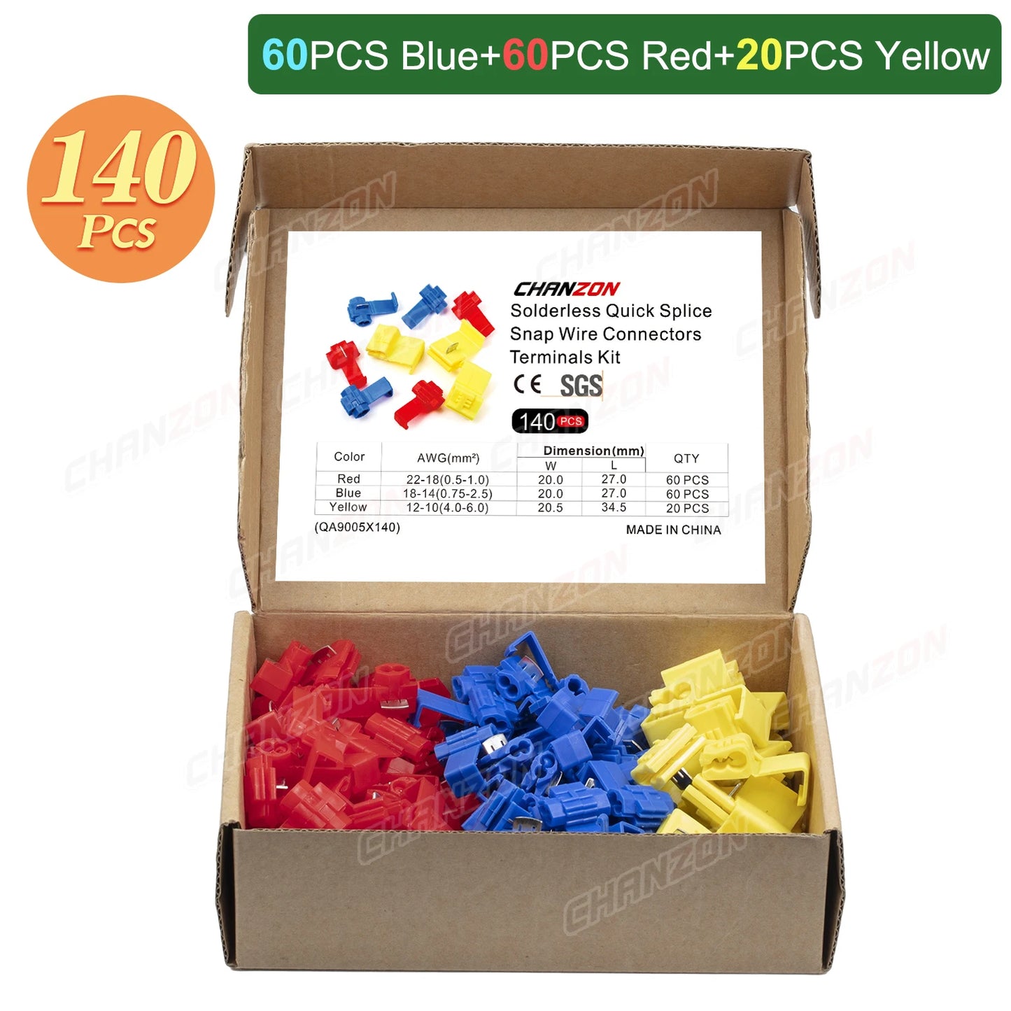 10/140pcs Schnellspleiß Drahtverbinder Kit 22-10 AWG