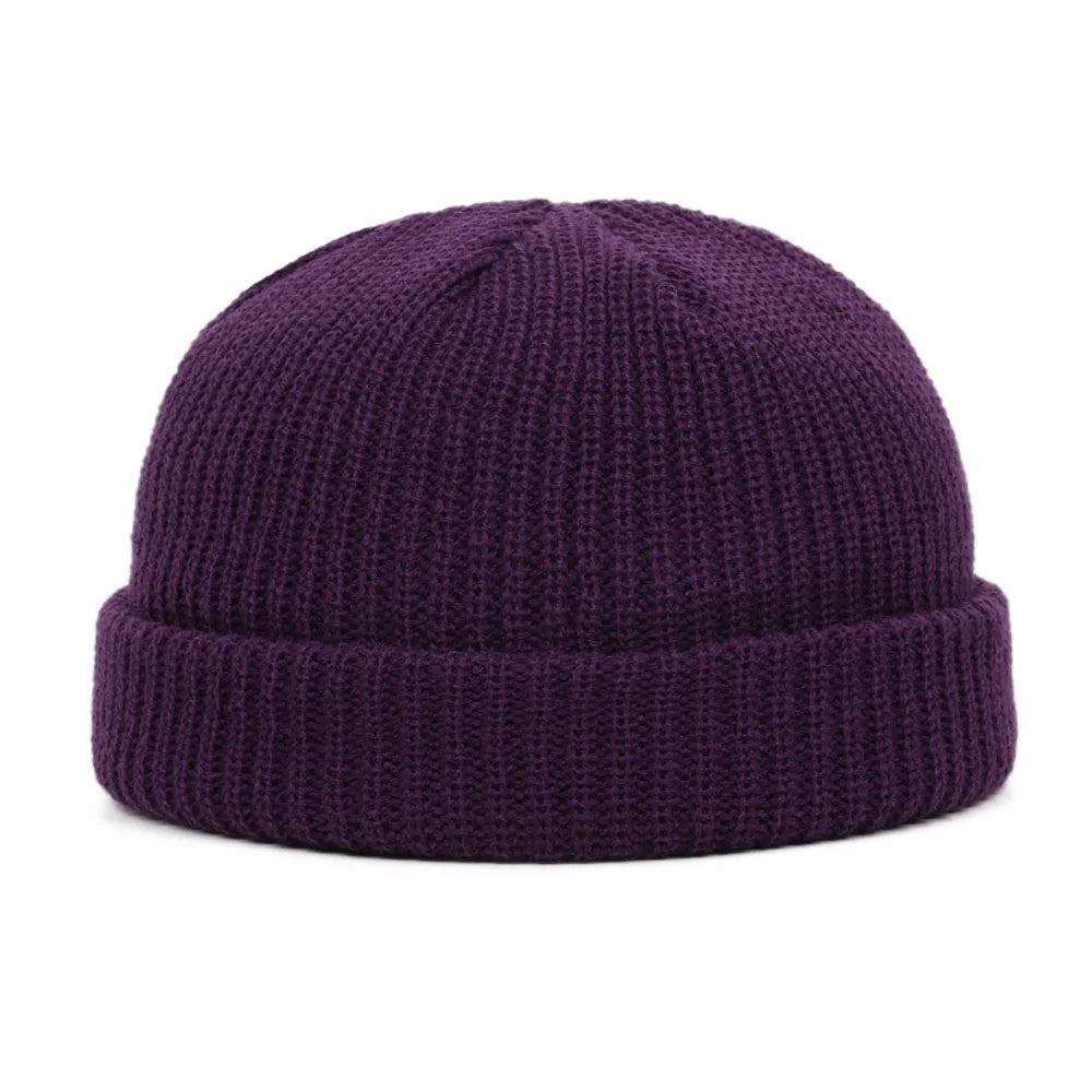 Elastische Unisex Winter Mütze Kurz Gestrickt Warm Beanie Kappe Erwachsene