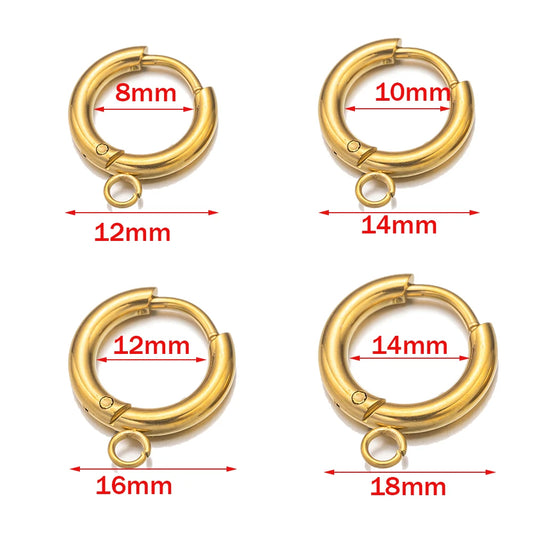 Edelstahl Huggie Ohrring Haken 10er Set in 12-18 mm für Schmuck DIY