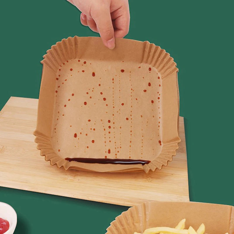 Einweg Backpapier für Airfryer - Lebensmittelgeeignetes Pergamentpapier 25-50 Stück