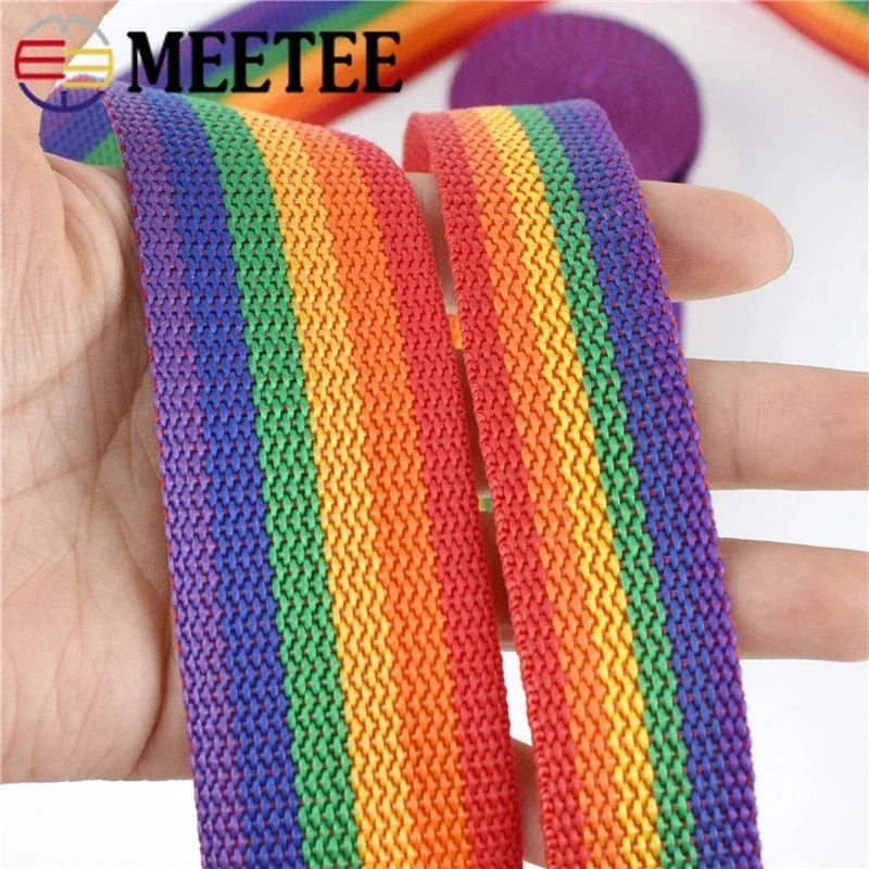 Regenbogen Nylon Gurtband 5/10m 20-50mm für Rucksack, Gürtel, DIY