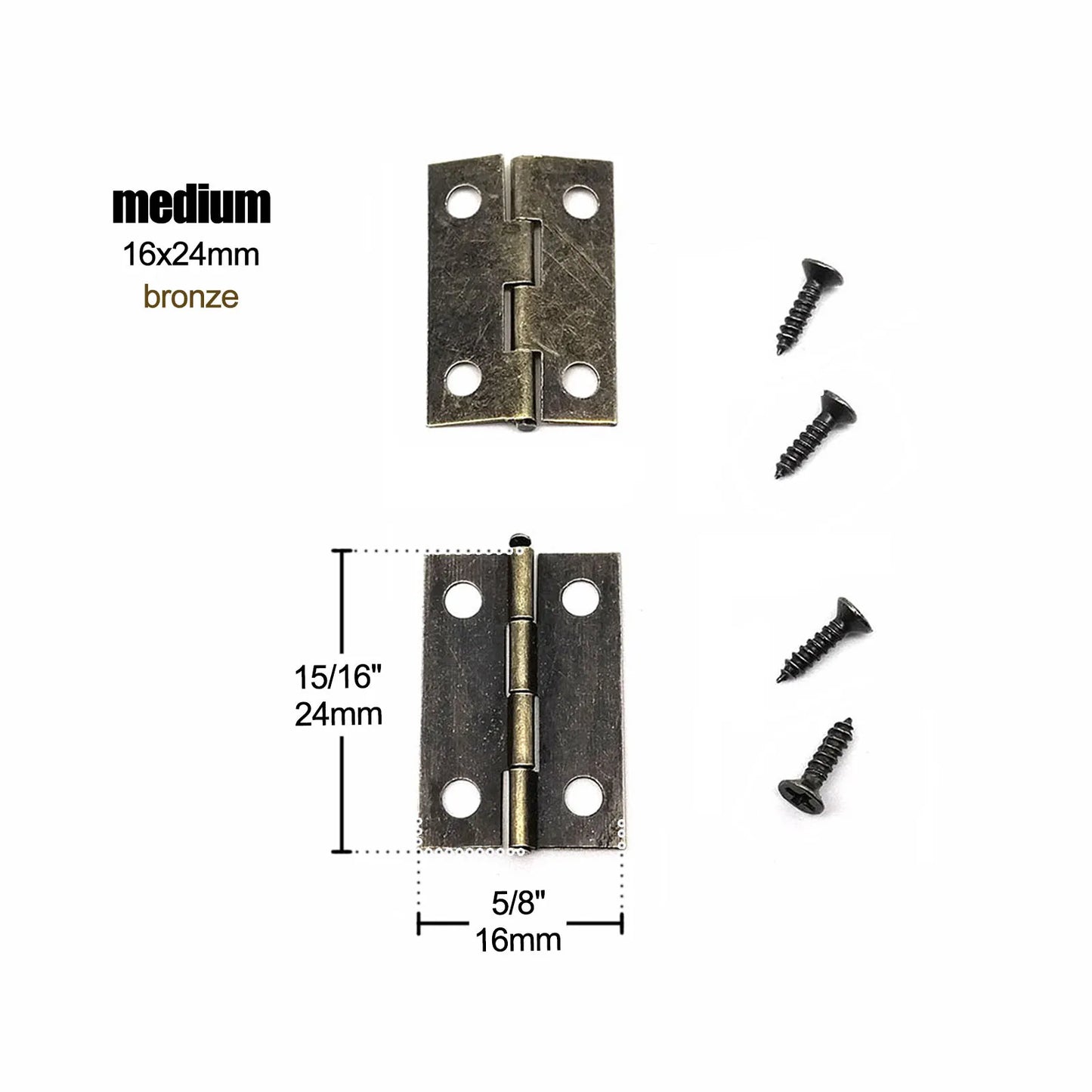 Mini Messing Möbel-Scharnier 12 Stück für Holztruhen - Puppenhäuser