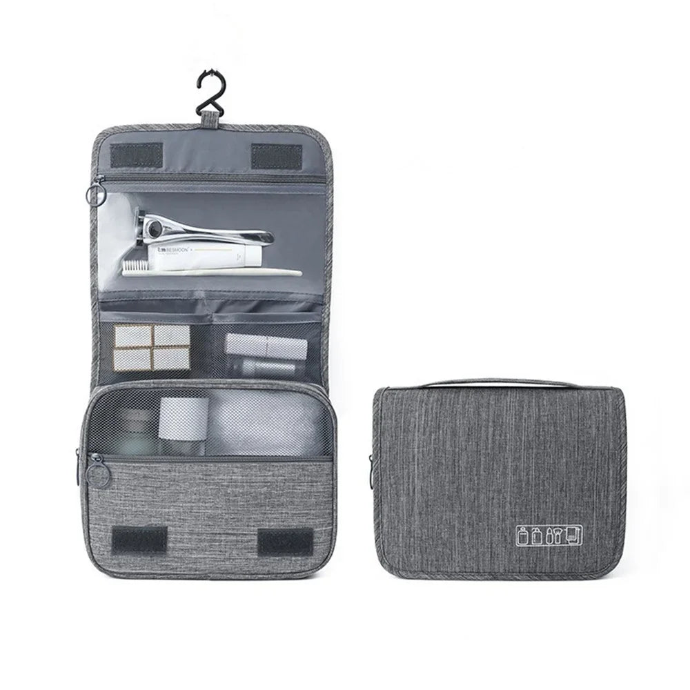 Großer Unisex Kulturbeutel mit Haken, wasserdicht, Reise Make-up Kosmetiktasche