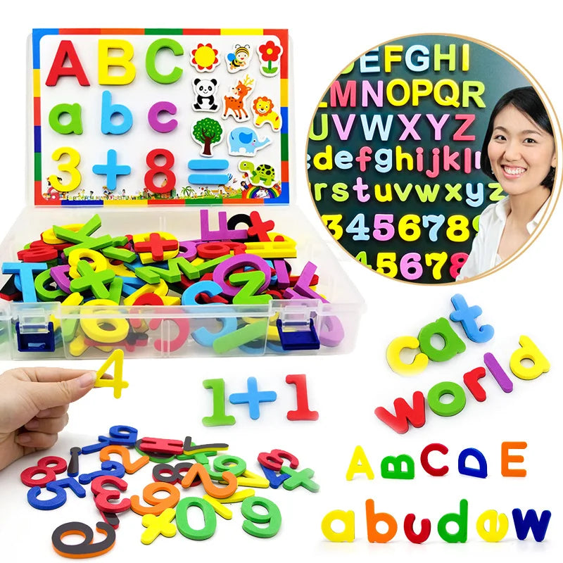 Spielerisch Lernen: 24-76 bunte magnetische EVA Buchstaben für Kids 3-6 Jahre