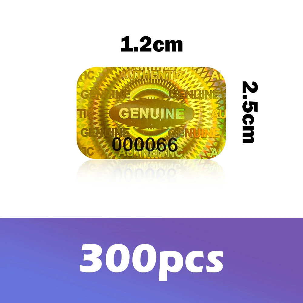 Holographische Sicherheitsetiketten mit Seriennummer 2,5x1,5 cm 300/600 Stück