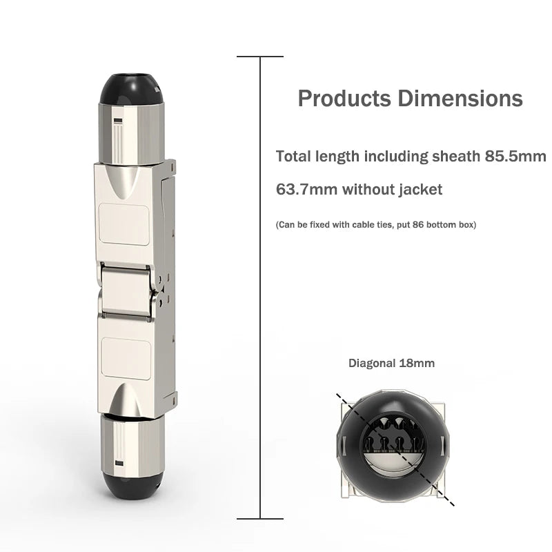 Werkzeugloser RJ45 Netzwerk Extender für Cat5e Cat6A Cat7 LAN Kabel