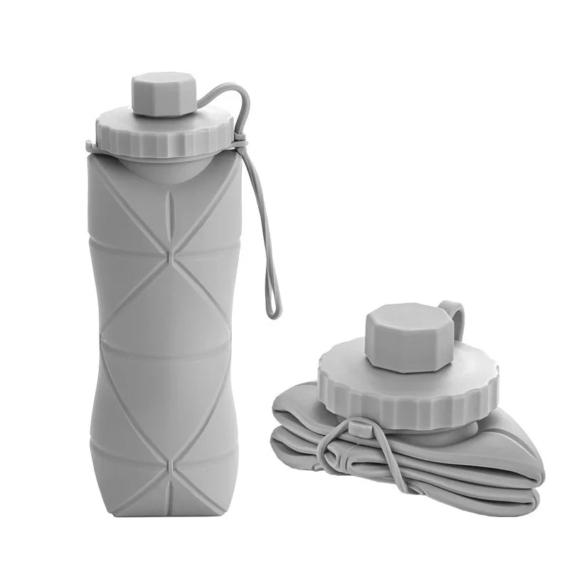 Faltbare 600 ml Silikon-Trinkflasche – platzsparend, langlebig - BPA-frei