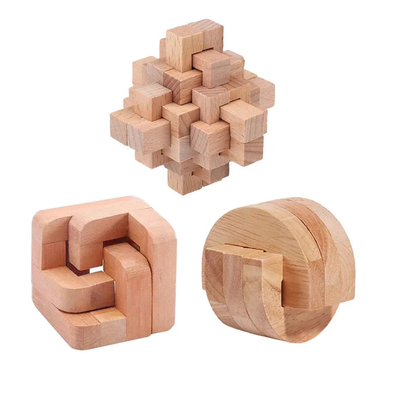 3PCS LuBan Lock Holz Puzzle IQ Brain Teaser für Erwachsene und Kinder