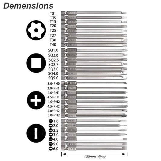 Lange magnetische Schraubendreher Bits Set 1/4 Zoll Sechskantschaft