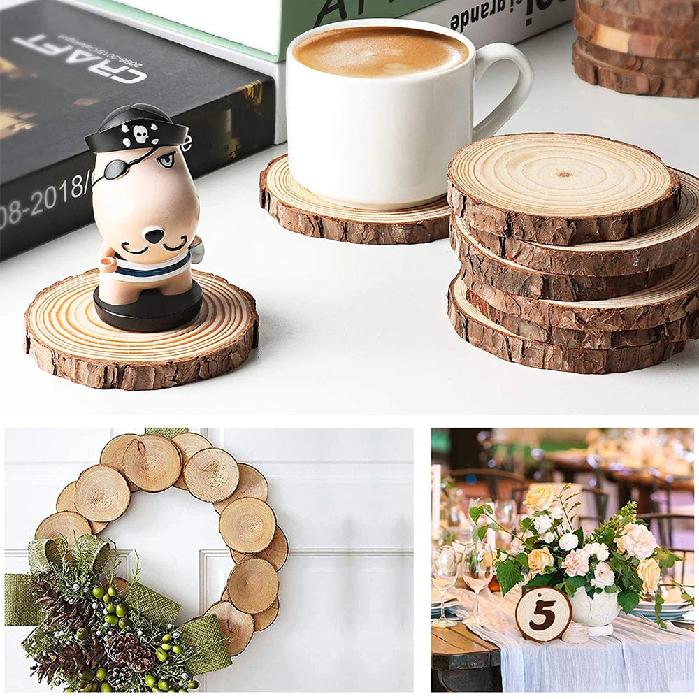 Natürliche Kiefernholzscheiben 3–12 cm, unlackiert für kreative DIY-Projekte