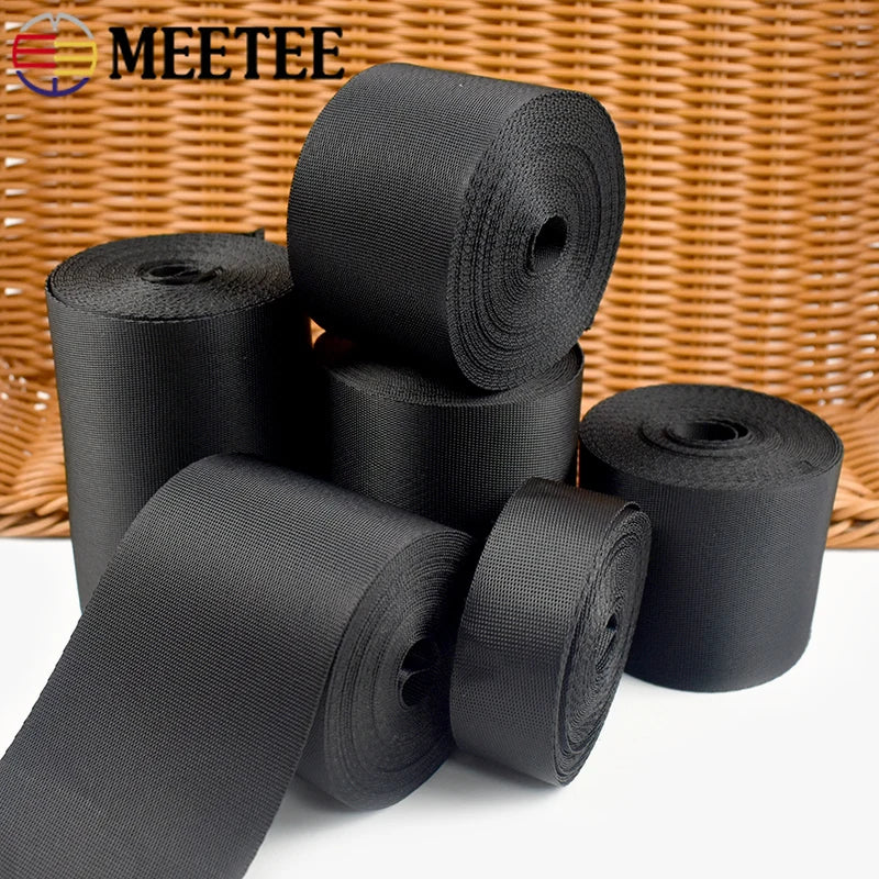 Schwarzes Nylon Gurtband 10-100mm für Taschen Rucksäcke Sicherheitsriegel