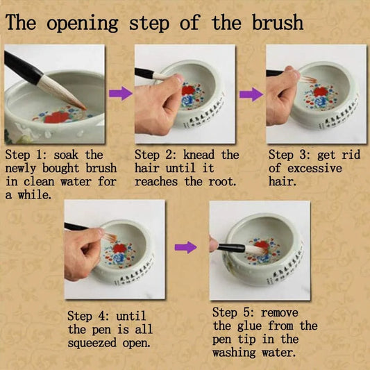 Präzise - sanft: 3-teiliges Holz-Schreibpinsel-Set mit Wiesel-Wollhaar für Kunst