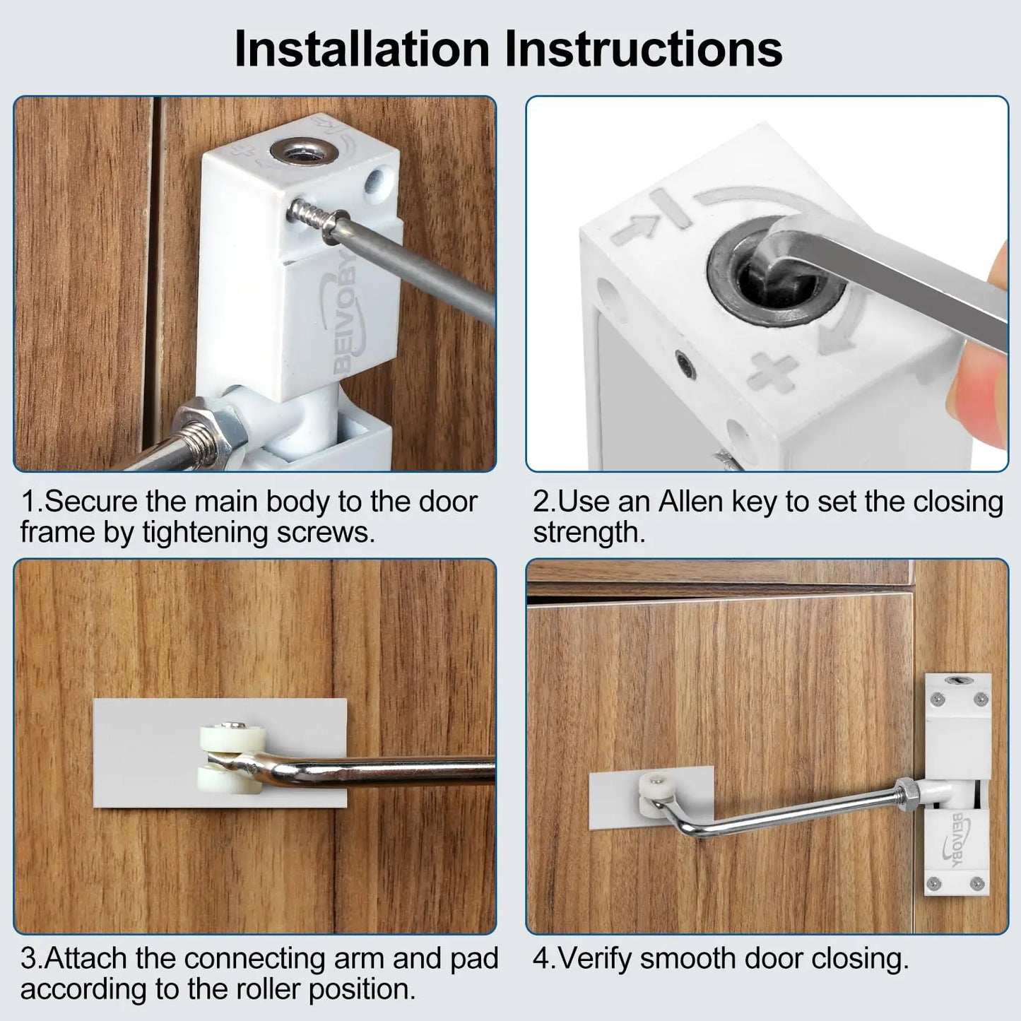 30 kg verstellbarer Türschließer mit automatischer Sicherheitsfeder Aluminium