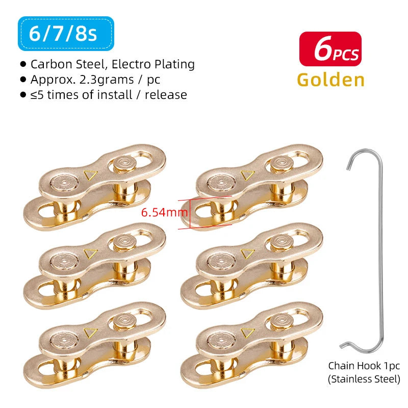 6 Paar Fahrrad Schnellverschluss für 1-12 Gang Ketten aus Kohlenstoffstahl
