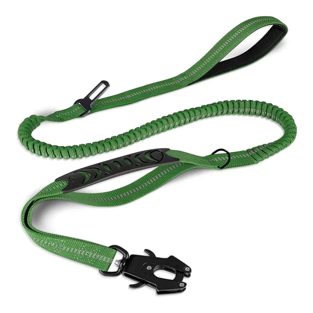 Stoßdämpfende Bungee-Hundeleine mit Sicherheitsgurt, reflektierend, 178 cm