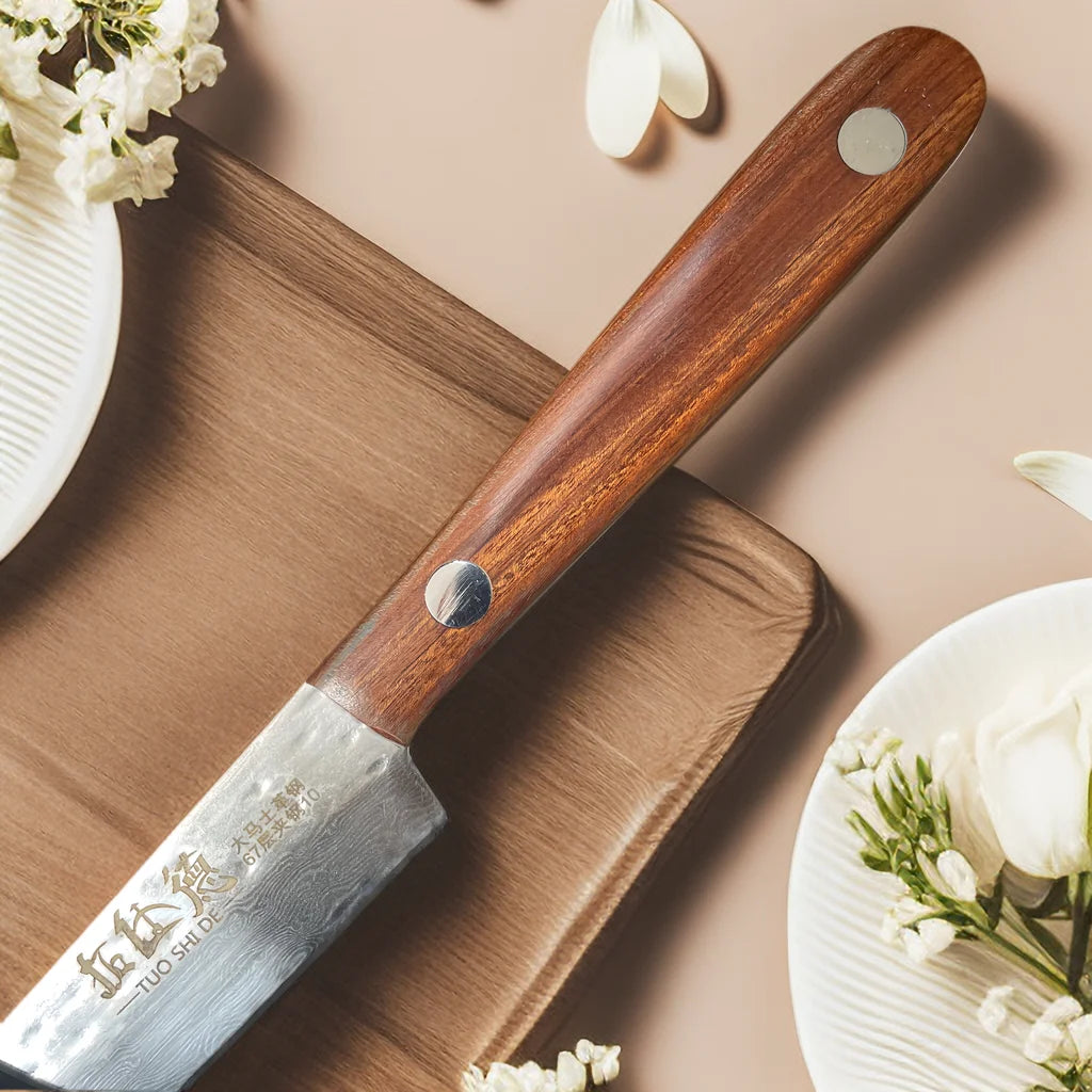Damaskus Stahl Steakmesser Set mit Massivholz Griff Scharf und Langlebig