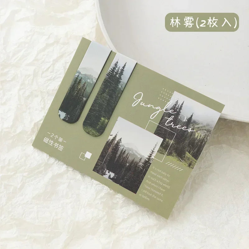 2er Set Magnetische Lesezeichen Landschaft Motiv für Bücher Leser
