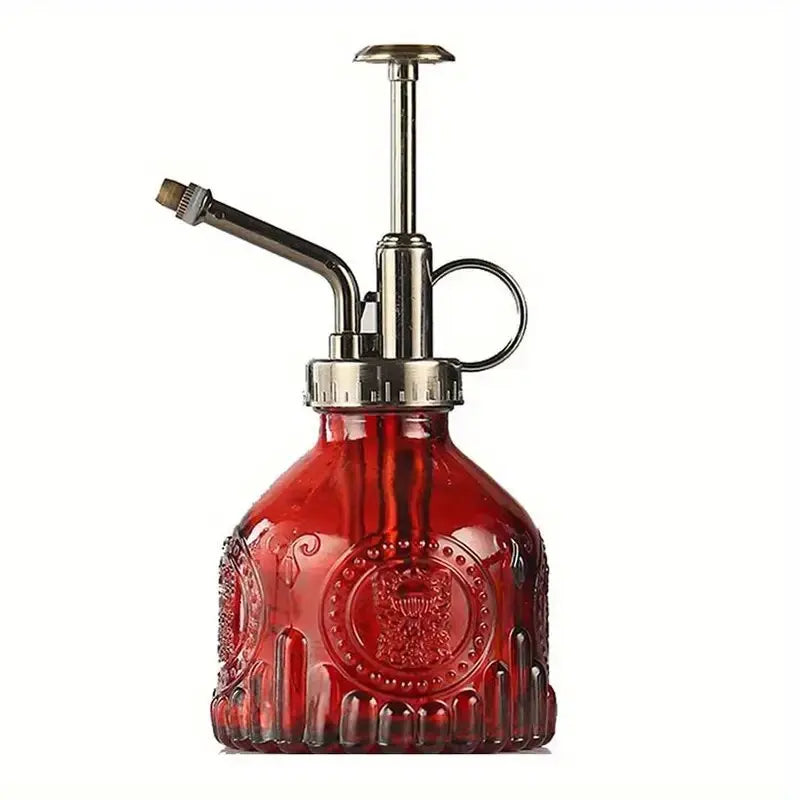 Glas Bewaesserung Spray Flasche mit Vintage Bronze Pumpe fuer Pflanzen