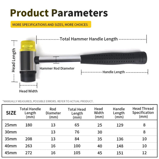 Multifunktionaler Gummihammer mit doppeltem Kopf 25-45 mm für Glasur und Fenster