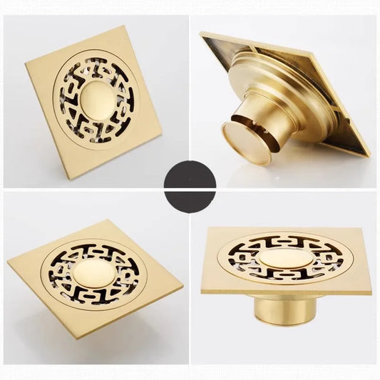 Gold Messing Bodenablauf Quadrat Dusch Boden Abfluss Sieb Abdeckung