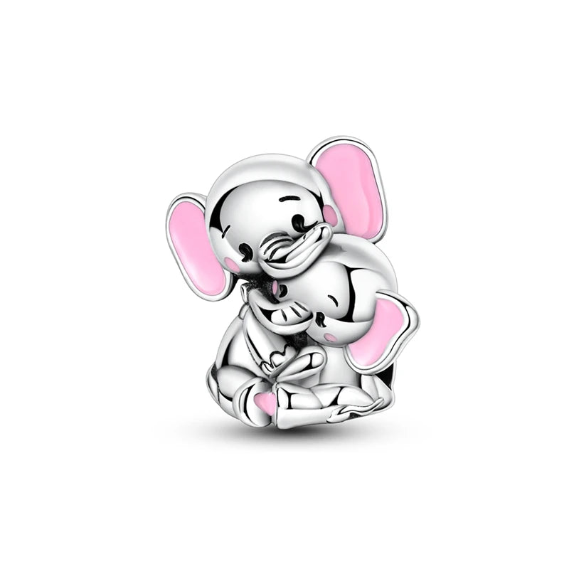 Romantische rosa 925 Silber Charms mit Zirkon – Herz - Parfüm Flasche Set